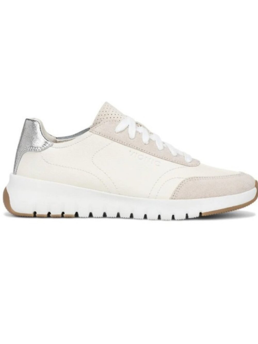Vionic Women's Uptown Sneaker - Ivory Leather/Silver